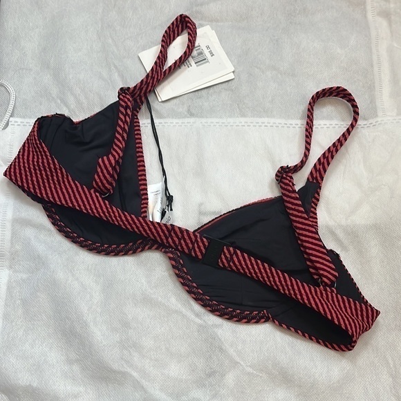 Onia Anna Top Micro Stripe Red Rock Bikini Top - Picture 4 of 4